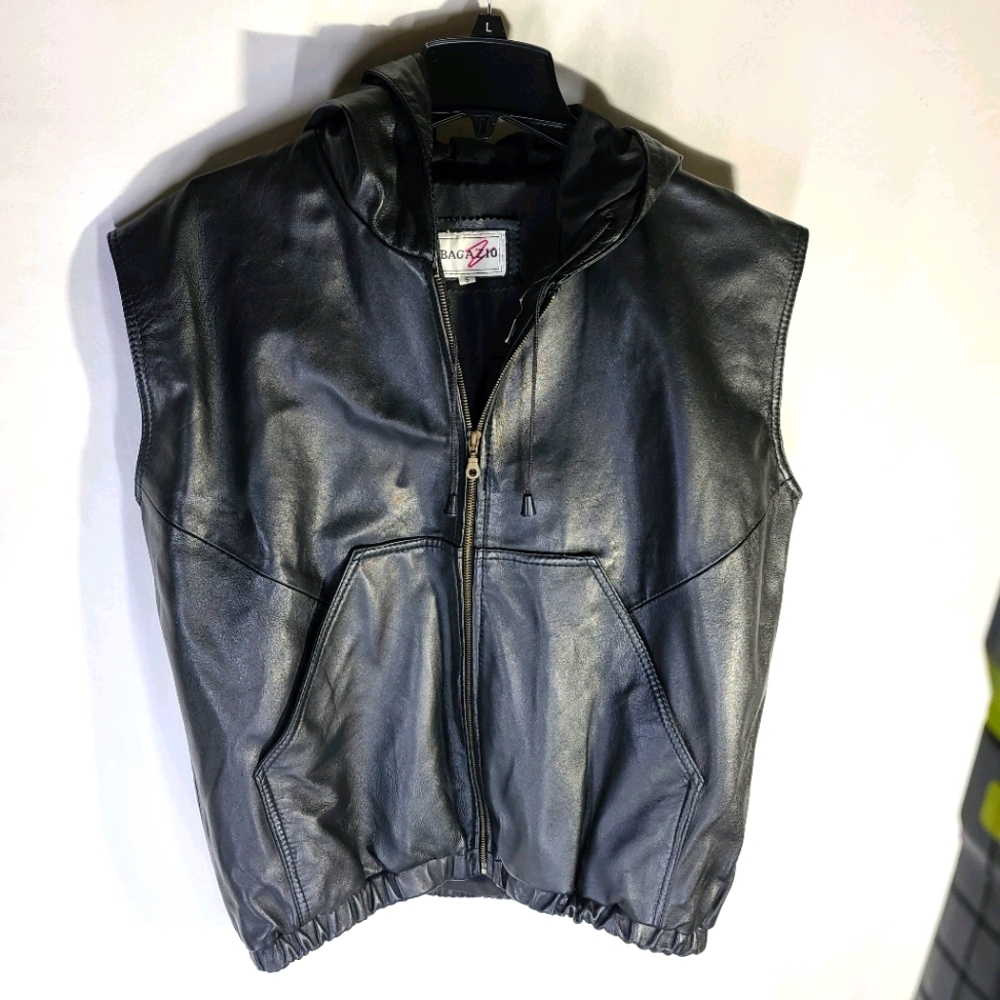Bagazio hooded lamb leather vest super soft rare